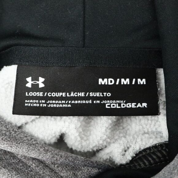Under Armour Hoodie Sweatshirt Medium Mens Gray Coldgear Pullover Pouch Pocket - Picture 3 of 10